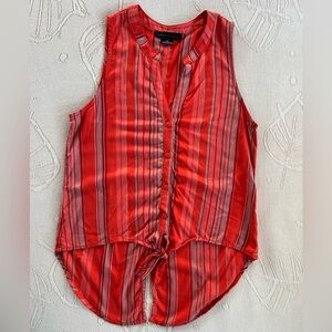 Sanctuary Red Striped Tie-Front Sleeveless Top